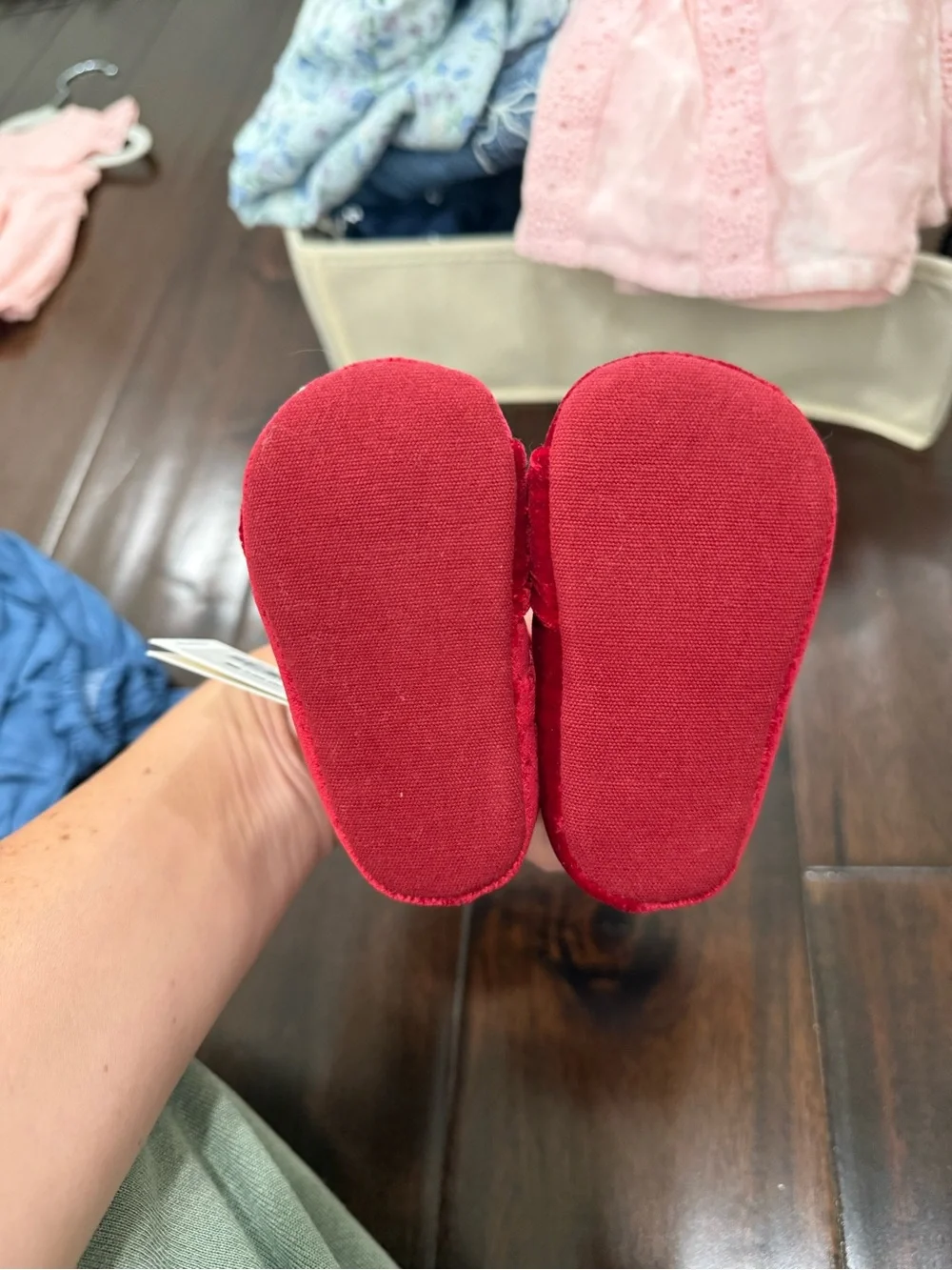 Janie and Jack Red Velvet Bow Baby Mary Jane Shoes